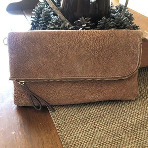 Soft Faux Leather Zippered Fold Clutch